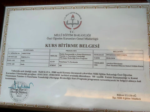 MEB Kurs Bitirme Belgesi